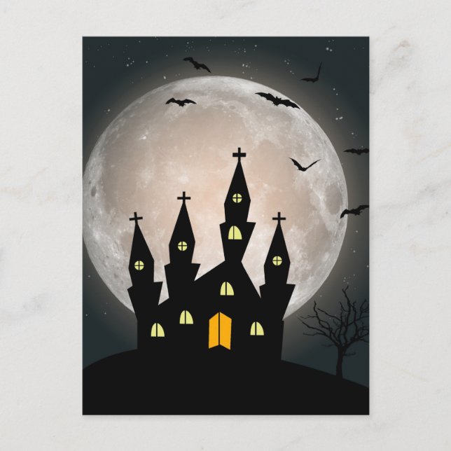 Scary Halloween Night Postcard (Front)