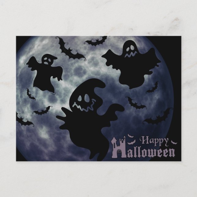 Scary Halloween Night with Ghosts Postcard (Front)