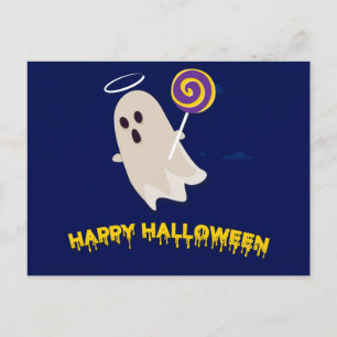 Scary Halloween Night with Owls Postcard