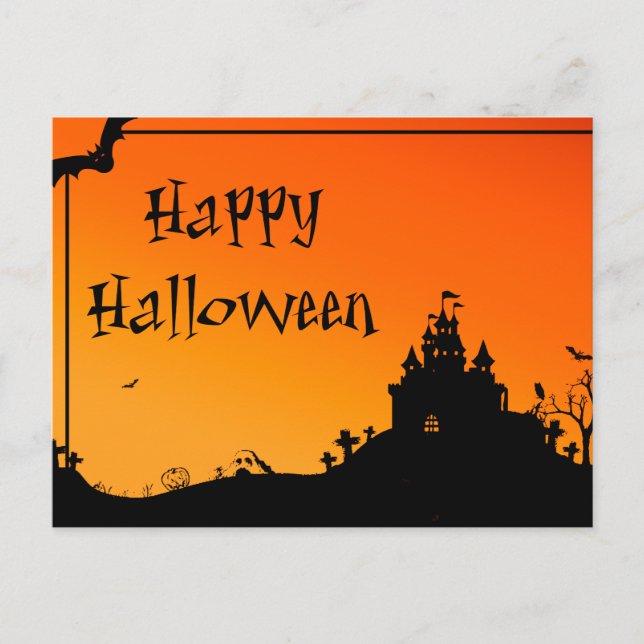 Scary Halloween Night with Owls Postcard (Front)