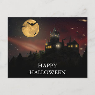 Scary Halloween Night with Owls Postcard