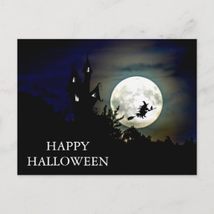 Scary Halloween Night with Owls Witches Postcard
