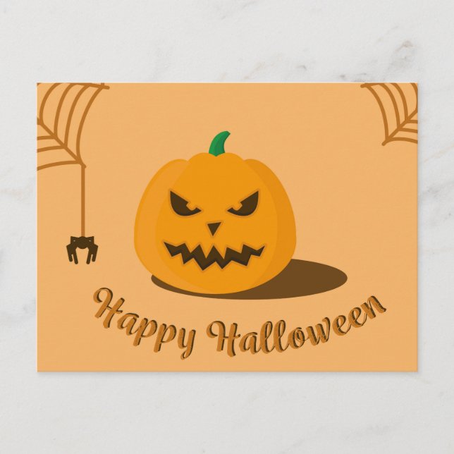 Scary Halloween Night with Pumpkin Postcard (Front)