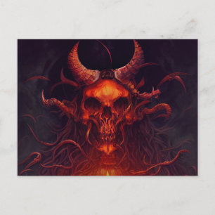 Scary Halloween Night with Raven Skull Postcard