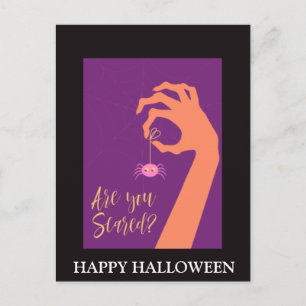 Scary Halloween Night with Spider Party Postcard