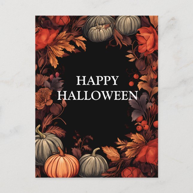 Scary Halloween Night with Trick or Treat Postcard (Front)