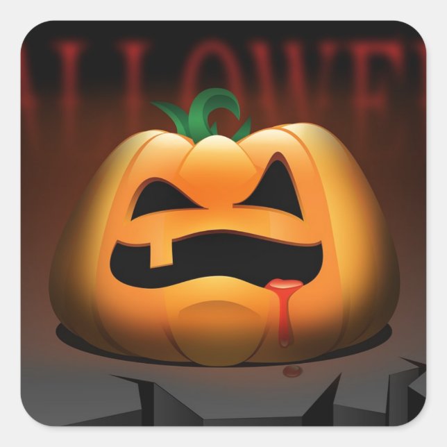 Scary Halloween One Tooth Pumpkin Square Sticker (Front)