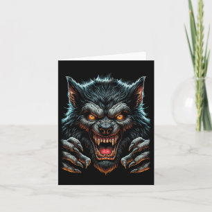 Scary Halloween Party Costume Angry Werewolf Wolfm Card