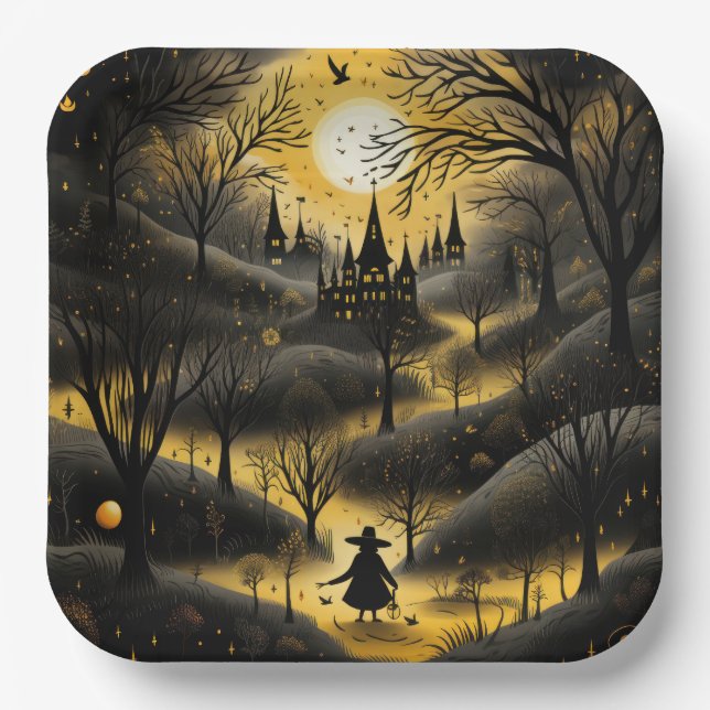 Scary Halloween Path Paper Plate (Front)