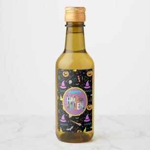 Scary Halloween Patterns Wine Label