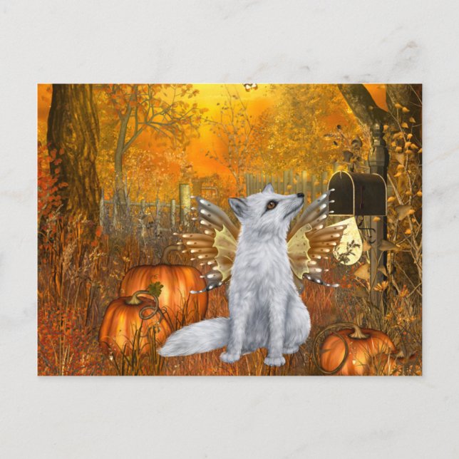 Scary Halloween Postcard with Fairy Fox (Front)