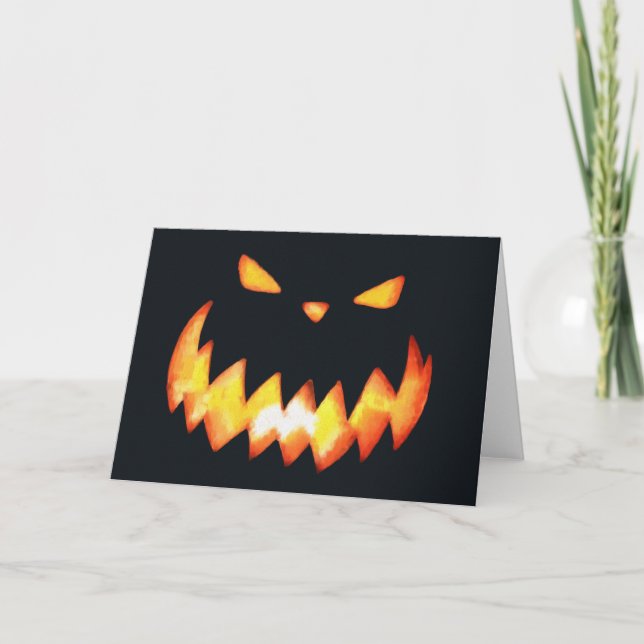 Scary Halloween Pumpkin Card (Front)