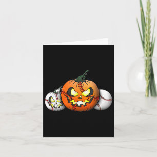 Scary Halloween Pumpkin For Baseball Players Teach Card