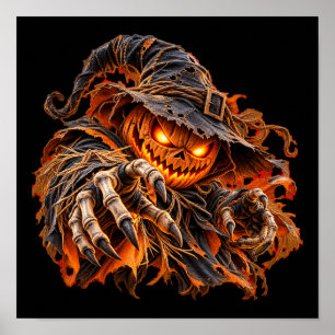 Scary Halloween Pumpkin Monster Poster - Evil Jack