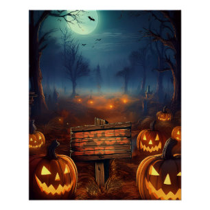 Scary Halloween Pumpkin Patch Poster