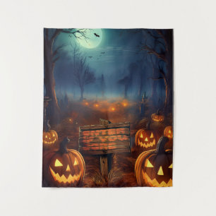 Scary Halloween Pumpkin Patch Tapestry