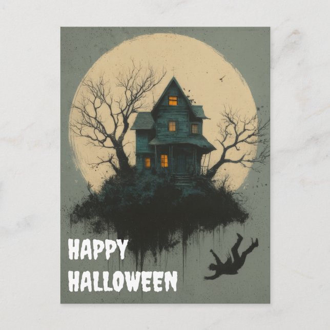 Scary Halloween Pumpkin Witch Scary Night Postcard (Front)