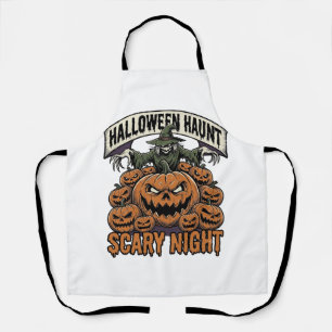 Scary Halloween Pumpkins Vintage Engraving Shirt A Apron