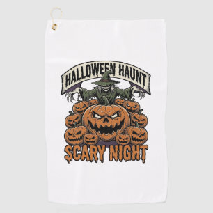 Scary Halloween Pumpkins Vintage Engraving Shirt A Golf Towel
