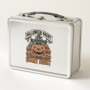 Scary Halloween Pumpkins Vintage Engraving Shirt A Metal Lunch Box