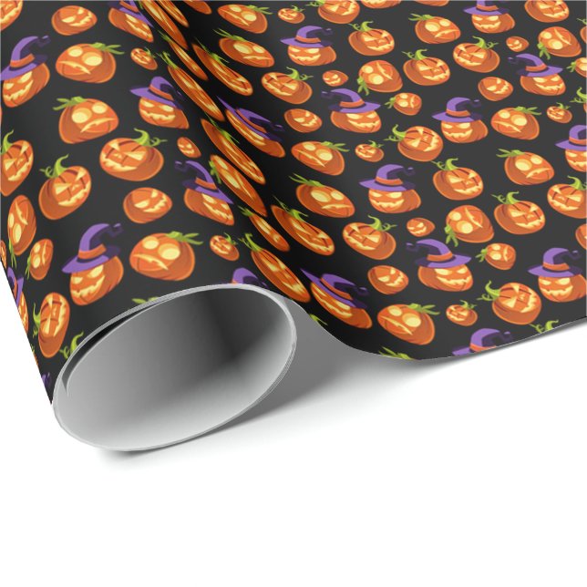 Scary Halloween Pumpkins Wrapping Paper (Roll Corner)