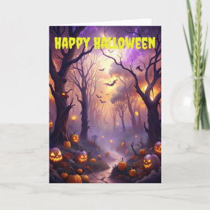Scary Halloween Scene Holiday Card