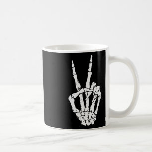 Scary Halloween Skeleton Peace Hand Sign  Coffee Mug