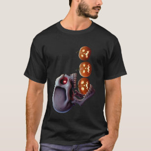 Scary Halloween Skull Chasing Scared Jack-O-Lanter T-Shirt
