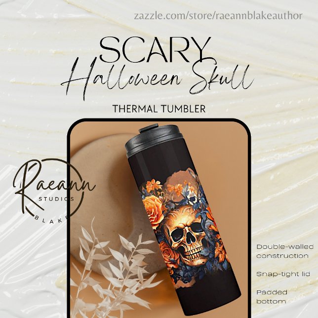 Scary Halloween Skull Thermal Tumbler (Creator Uploaded)