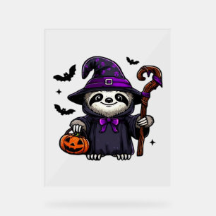 Scary Halloween Sloth Witch Hat Costume Spooky Sea Acrylic Sign