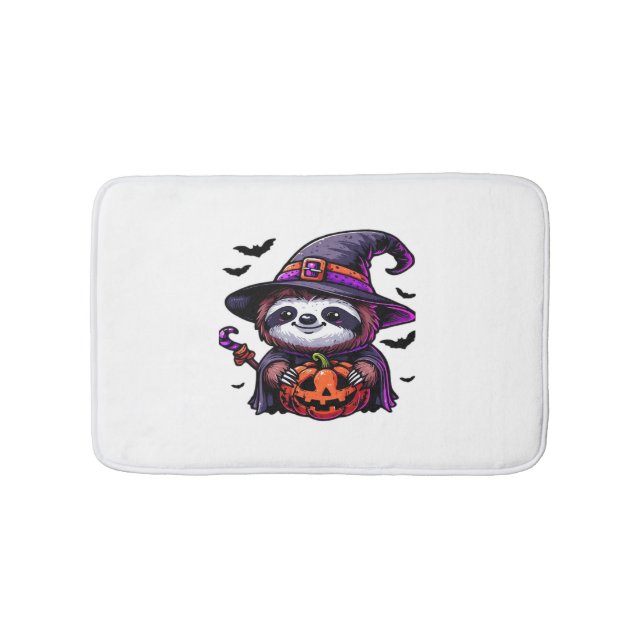 Scary Halloween Sloth Witch Hat Costume Spooky Sea Bath Mat (Front)