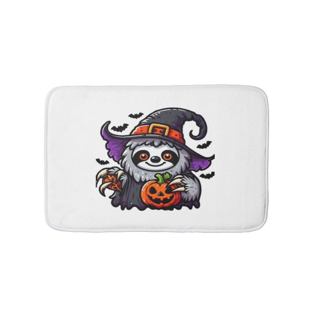 Scary Halloween Sloth Witch Hat Costume Spooky Sea Bath Mat (Front)
