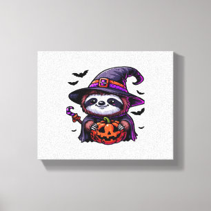 Scary Halloween Sloth Witch Hat Costume Spooky Sea Canvas Print