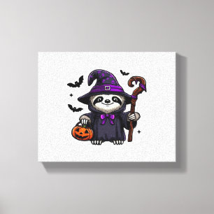 Scary Halloween Sloth Witch Hat Costume Spooky Sea Canvas Print