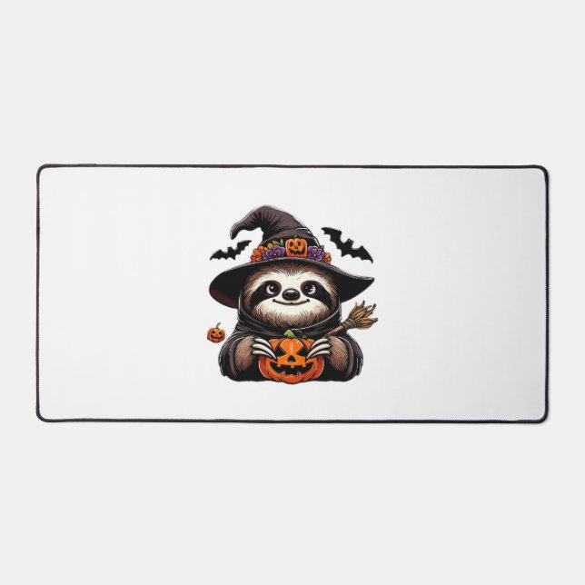 Scary Halloween Sloth Witch Hat Costume Spooky Sea Desk Mat (Front)