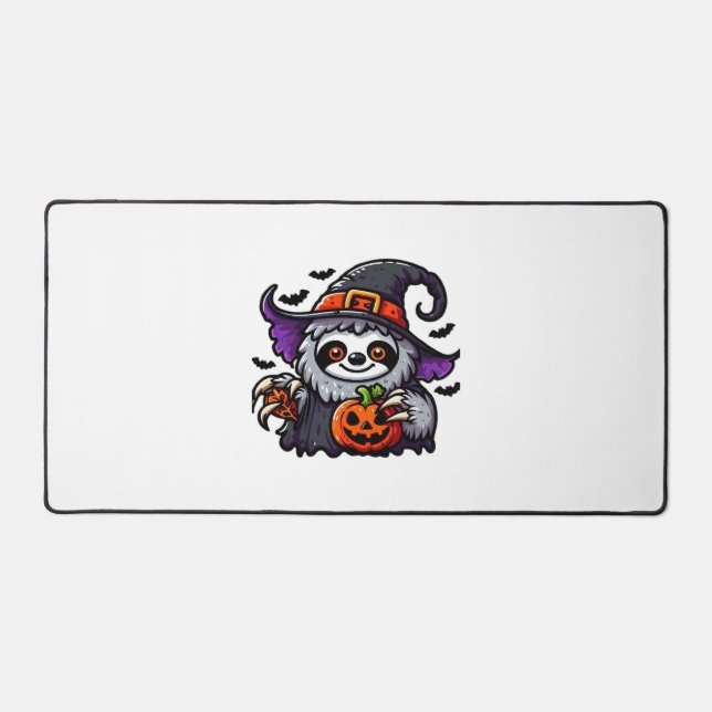 Scary Halloween Sloth Witch Hat Costume Spooky Sea Desk Mat (Front)