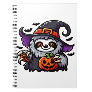Scary Halloween Sloth Witch Hat Costume Spooky Sea Notebook