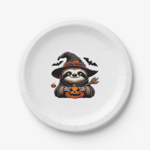 Scary Halloween Sloth Witch Hat Costume Spooky Sea Paper Plate