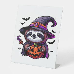 Scary Halloween Sloth Witch Hat Costume Spooky Sea Pedestal Sign