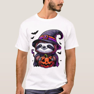 Scary Halloween Sloth Witch Hat Costume Spooky Sea T-Shirt
