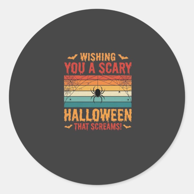 Scary Halloween Spider Web Sunset Design_1 Classic Round Sticker (Front)