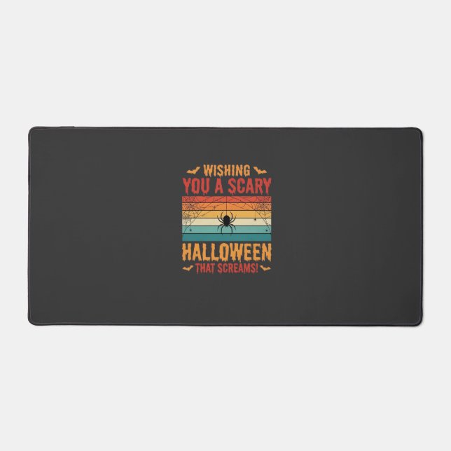 Scary Halloween Spider Web Sunset Design_1 Desk Mat (Front)