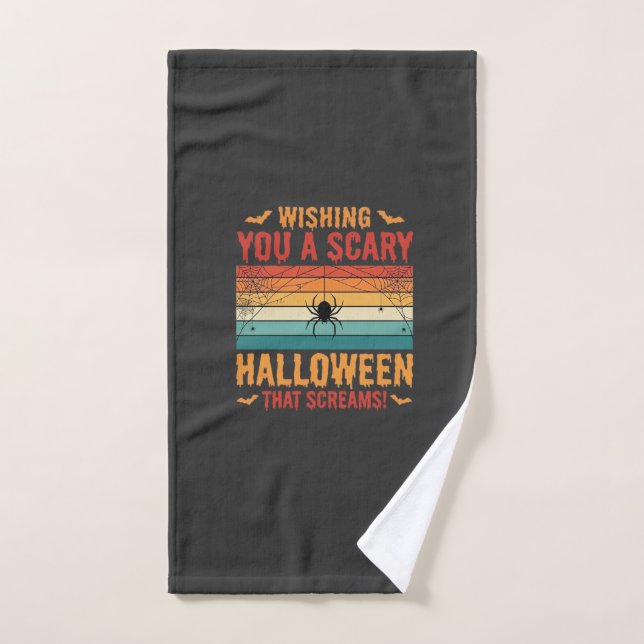 Scary Halloween Spider Web Sunset Design_1 Hand Towel (Hand Towel)