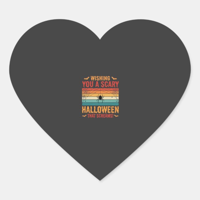 Scary Halloween Spider Web Sunset Design_1 Heart Sticker (Front)