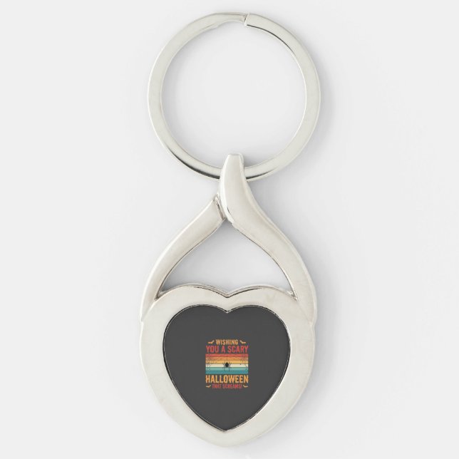 Scary Halloween Spider Web Sunset Design_1 Key Ring (Front)