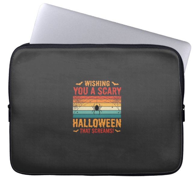 Scary Halloween Spider Web Sunset Design_1 Laptop Sleeve (Front)