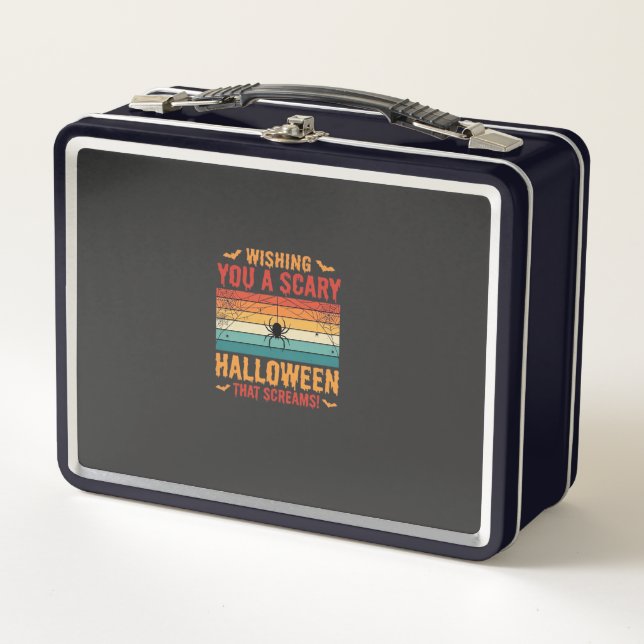 Scary Halloween Spider Web Sunset Design_1 Metal Lunch Box (Front)