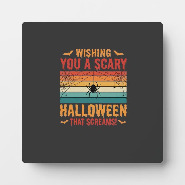 Scary Halloween Spider Web Sunset Design_1 Plaque (Front)