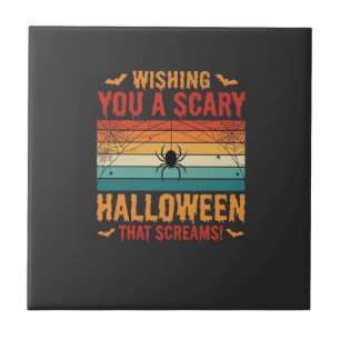 Scary Halloween Spider Web Sunset Design_1 Tile