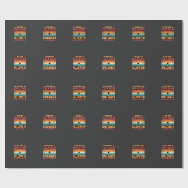Scary Halloween Spider Web Sunset Design_1 Wrapping Paper (Flat)